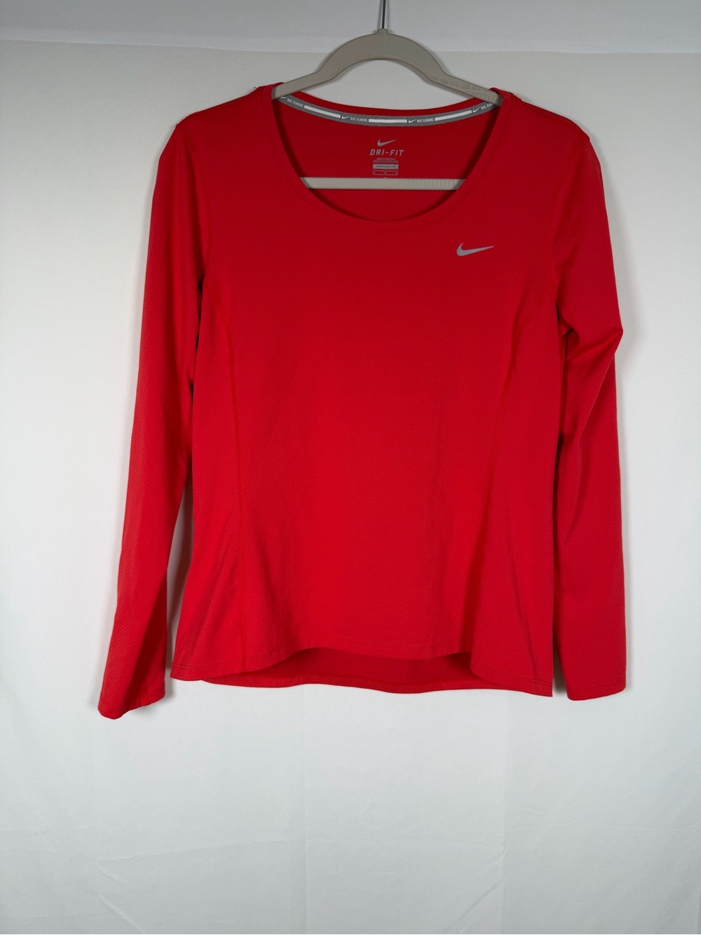 Nike Red Dri-FIT Long Sleeve Women's Running Workout Athletic Top